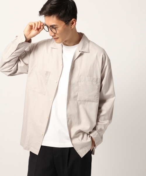 GLOBAL WORK（グローバルワーク）の「コットンレーヨンオープンカラーシャツ/779331（シャツ/ブラウス・メンズ・ベージュ系その他3/ネイビー/サックスブルー/グレー系その他・LARGE/SMALL/MEDIUM/X-LARGE）」の12枚目の写真