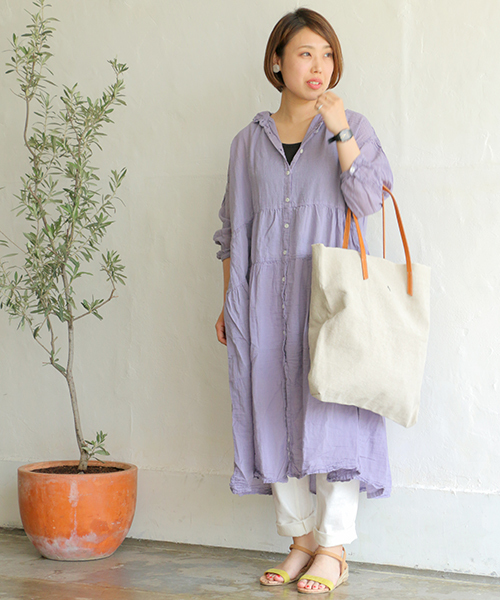 LBC（エルビーシー）の「ボイル製品染めティアードワンピース（ワンピース・レディース・ホワイト/ネイビー/パープル・M/L）」の3枚目の写真