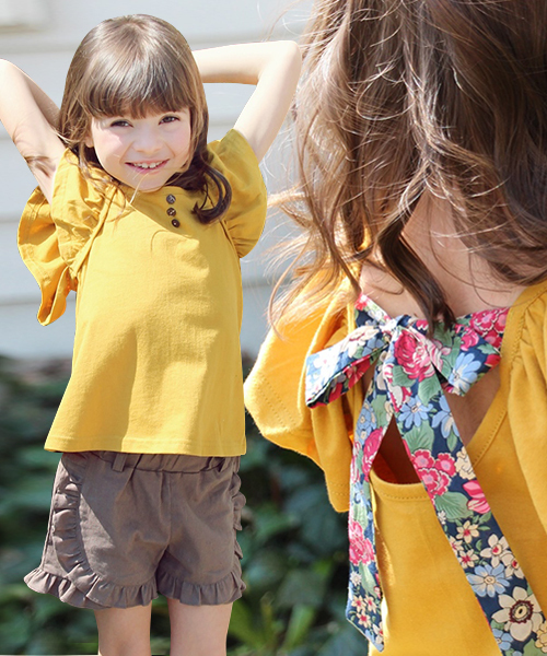Rora（ローラ）の「Rora リリア チュニックｔ（Tシャツ/カットソー・キッズ・マスタード/プラム・110cm/100cm/120cm/90㎝/130cm/140cm/150cm）」の2枚目の写真