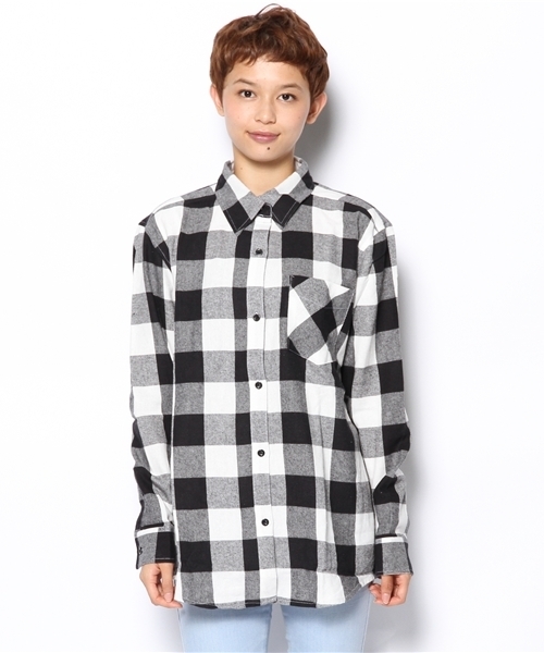 WEGO（ウィゴー）の「WEGO/ブロックチェックBIGシャツ（シャツ/ブラウス・レディース・ホワイト/ブルー/イエロー/レッド・FREE）」の5枚目の写真