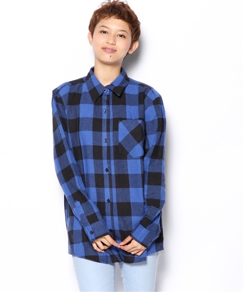 WEGO（ウィゴー）の「WEGO/ブロックチェックBIGシャツ（シャツ/ブラウス・レディース・ホワイト/ブルー/イエロー/レッド・FREE）」の18枚目の写真