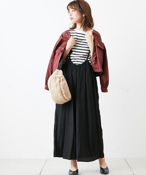 natural couture(ナチュラルクチュール)の「ちびロゴ刺繍ロンTシャツ(Tシャツ/カットソー・レディース・ベージュ/ブルー/アイボリー/ホワイト×ブラック/パープル系その他/スミクロ・FREE)」の15枚目の写真