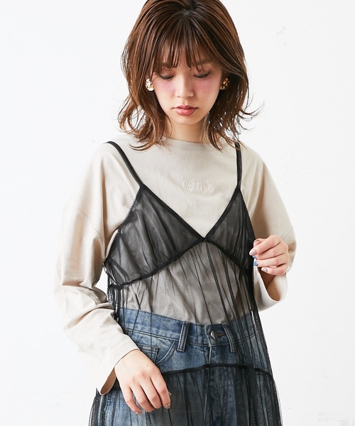 natural couture(ナチュラルクチュール)の「ちびロゴ刺繍ロンTシャツ(Tシャツ/カットソー・レディース・ベージュ/ブルー/アイボリー/ホワイト×ブラック/パープル系その他/スミクロ・FREE)」の21枚目の写真