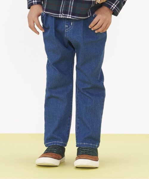 apres les cours（アプレレクール）の「テーパードデニムパンツ 10分丈（デニムパンツ・キッズ・ネイビー/ブルー・130/140/120/80/100/110/90）」の2枚目の写真