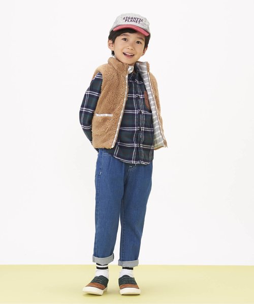 apres les cours（アプレレクール）の「テーパードデニムパンツ 10分丈（デニムパンツ・キッズ・ネイビー/ブルー・130/140/120/80/100/110/90）」の3枚目の写真