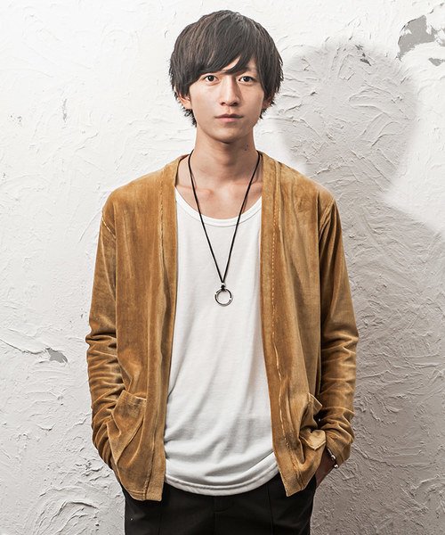 MinoriTY（マイノリティ）の「ベロアカーディガン（カーディガン/ボレロ・メンズ・杢グレー/ワイン/キャメル/ダークブルー・M/L）」の4枚目の写真