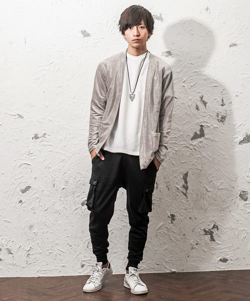 MinoriTY（マイノリティ）の「ベロアカーディガン（カーディガン/ボレロ・メンズ・杢グレー/ワイン/キャメル/ダークブルー・M/L）」の15枚目の写真