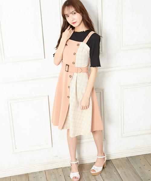 Allamanda アラマンダ の チェック柄 配色ジャンパースカート ワンピース Wear
