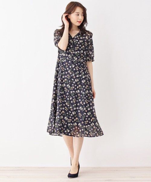 セール 洗える カットドビー花柄前開きワンピース ワンピース Index インデックス のファッション通販 Zozotown