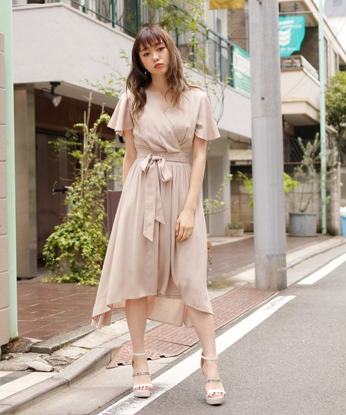 LIPSERVICE(リップサービス)の「ラッフルスリーブミディフレアワンピース(ワンピース・レディース・オレンジ/ブラウン/ベージュ・M/S)」の3枚目の写真