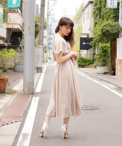 LIPSERVICE(リップサービス)の「ラッフルスリーブミディフレアワンピース(ワンピース・レディース・オレンジ/ブラウン/ベージュ・M/S)」の8枚目の写真