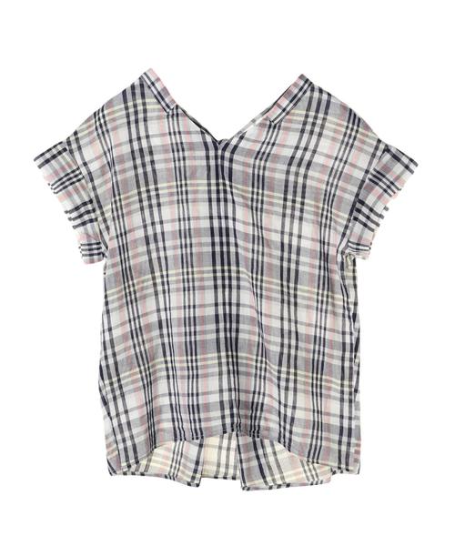 AMERICAN HOLIC（アメリカンホリック）の「Vネックバックねじりブラウス（シャツ/ブラウス・レディース・オフホワイト/ピンクベージュ/キャメル/ブラック/ストライプ/チェック/ブルー系その他5/その他5・FREE）」の11枚目の写真