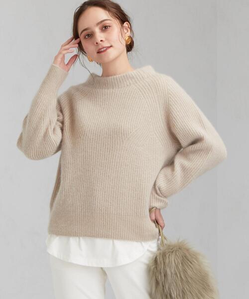 green label relaxing（グリーンレーベルリラクシング）の「◆CFC ヘアリー ボトルネック ニット ※（ニット/セーター・レディース・イエロー/ネイビー/ナチュラル/ライトブルー/ライトグレー・FREE）」の3枚目の写真