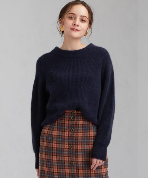 green label relaxing（グリーンレーベルリラクシング）の「◆CFC ヘアリー ボトルネック ニット ※（ニット/セーター・レディース・イエロー/ネイビー/ナチュラル/ライトブルー/ライトグレー・FREE）」の4枚目の写真