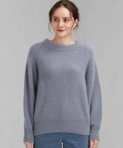 green label relaxing（グリーンレーベルリラクシング）の「◆CFC ヘアリー ボトルネック ニット ※（ニット/セーター・レディース・イエロー/ネイビー/ナチュラル/ライトブルー/ライトグレー・FREE）」の8枚目の写真