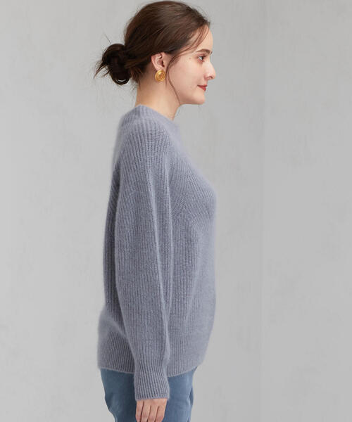 green label relaxing（グリーンレーベルリラクシング）の「◆CFC ヘアリー ボトルネック ニット ※（ニット/セーター・レディース・イエロー/ネイビー/ナチュラル/ライトブルー/ライトグレー・FREE）」の7枚目の写真