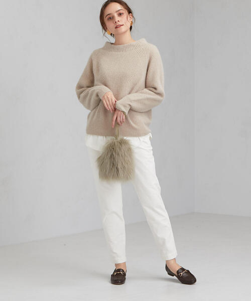 green label relaxing（グリーンレーベルリラクシング）の「◆CFC ヘアリー ボトルネック ニット ※（ニット/セーター・レディース・イエロー/ネイビー/ナチュラル/ライトブルー/ライトグレー・FREE）」の11枚目の写真