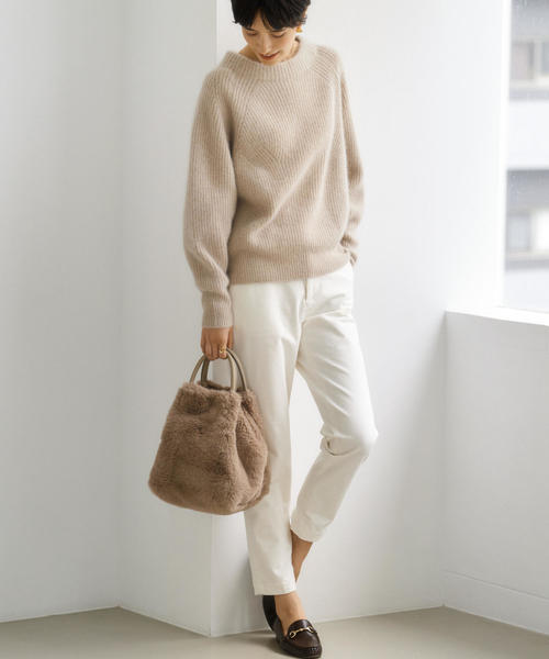 green label relaxing（グリーンレーベルリラクシング）の「◆CFC ヘアリー ボトルネック ニット ※（ニット/セーター・レディース・イエロー/ネイビー/ナチュラル/ライトブルー/ライトグレー・FREE）」の21枚目の写真