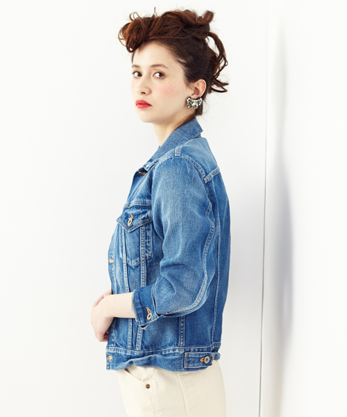 Another Edition(アナザーエディション)の「AE DENIM G-JKT◆(デニムジャケット・レディース・ライトブルー/コバルトブルー・SMALL/MEDIUM)」の3枚目の写真