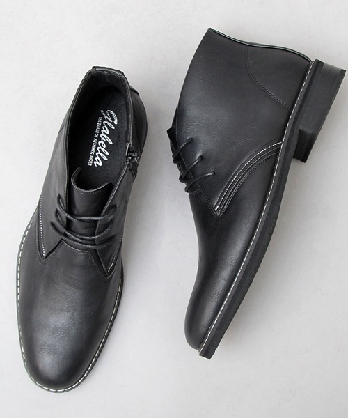 Glabella グラベラ ロングノーズ Puレザー チャッカブーツ ブーツ Glabella グラベラ のファッション ブーツ シューズ ロングノーズ