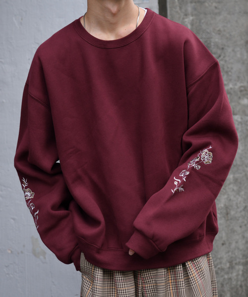 kutir（クティール）の「袖刺繍ウラキモウスウェット（Tシャツ/カットソー・メンズ・チャコールグレー/ブラック/ボルドー・MEDIUM/LARGE）」の3枚目の写真