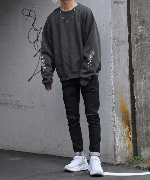 kutir（クティール）の「袖刺繍ウラキモウスウェット（Tシャツ/カットソー・メンズ・チャコールグレー/ブラック/ボルドー・MEDIUM/LARGE）」の12枚目の写真