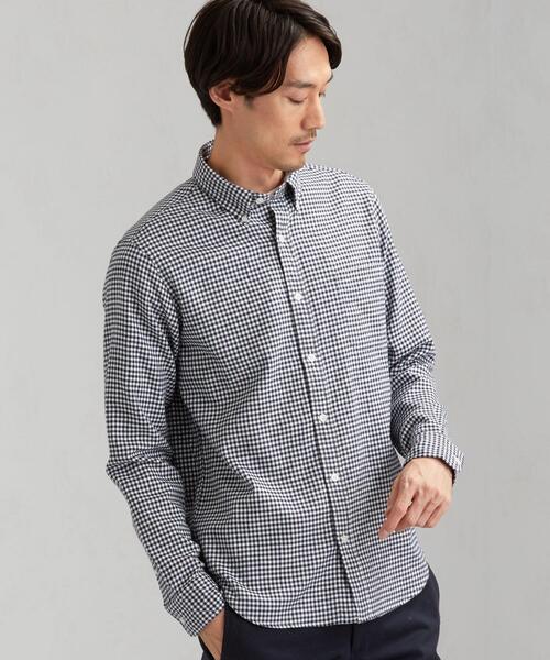 green label relaxing(グリーンレーベルリラクシング)の「NM ビエラギンガムボタンダウン シャツ(シャツ/ブラウス・メンズ・ダークグリーン/ダークブラウン/ネイビー・LARGE/X-LARGE/SMALL/MEDIUM)」の1枚目の写真