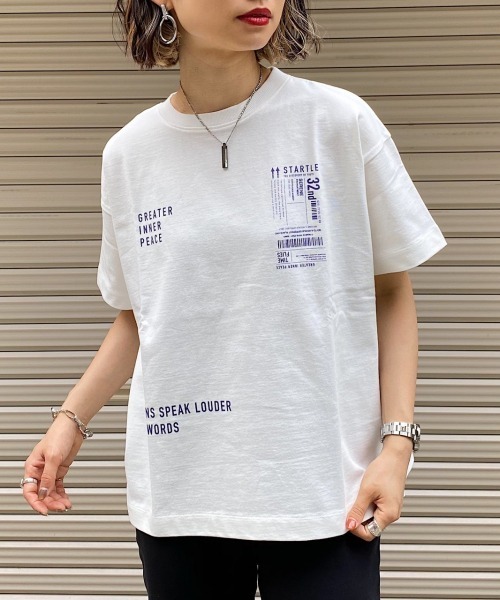 PAGEBOY(ページボーイ)の「チケットプリントT(Tシャツ/カットソー・レディース・ブラック/ホワイト×ブラック/ホワイト×ブルー/ホワイト系その他/ホワイト×パープル・FREE)」の4枚目の写真