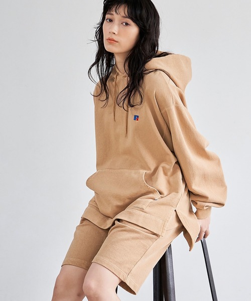 Russell Athletic(ラッセルアスレティック)の「Bookstore Sweat Pullover Hoodie&Shorts(セットアップ)(スウェット・レディース・ブルー/ブラウン系その他2・1)」の1枚目の写真