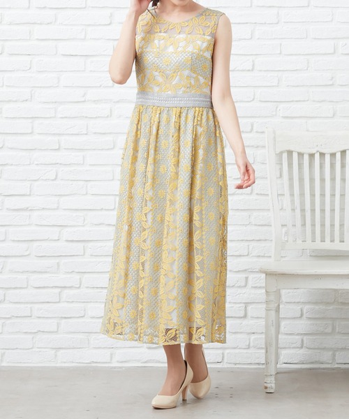 CARETTE(カレット)の「ストライプレースロングドレス(ドレス・レディース・グレイッシュブルー/イエロー×グレー/ライラック・9号/13号/11号)」の21枚目の写真
