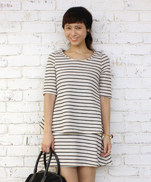 mystic | ティアードテレコボーダーワンピース(ワンピース)