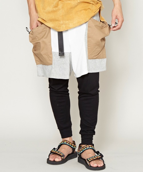 チャイハネ（チャイハネ）の「【チャイハネ】パッチワークMEN'Sハーフパンツ（その他パンツ・メンズ・オレンジ/ブラック/ホワイト・FREE）」の2枚目の写真