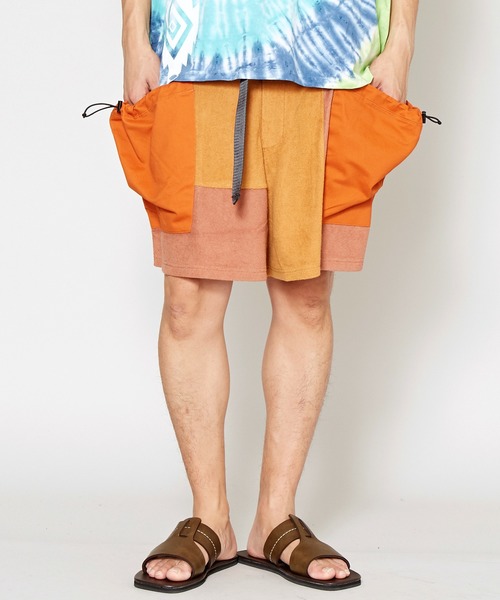 チャイハネ（チャイハネ）の「【チャイハネ】パッチワークMEN'Sハーフパンツ（その他パンツ・メンズ・オレンジ/ブラック/ホワイト・FREE）」の3枚目の写真