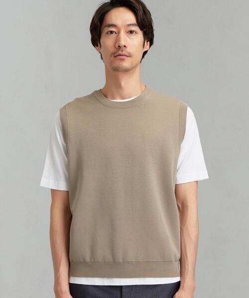 green label relaxing(グリーンレーベルリラクシング)の「CM ミラノリブ クルーネック ベスト(ベスト・メンズ・ベージュ/ネイビー・M/S/L)」の15枚目の写真