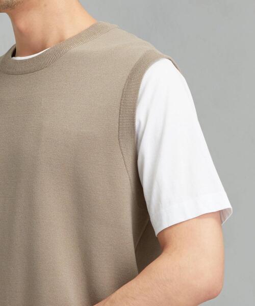 green label relaxing(グリーンレーベルリラクシング)の「CM ミラノリブ クルーネック ベスト(ベスト・メンズ・ベージュ/ネイビー・M/S/L)」の10枚目の写真