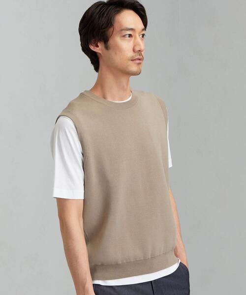 green label relaxing(グリーンレーベルリラクシング)の「CM ミラノリブ クルーネック ベスト(ベスト・メンズ・ベージュ/ネイビー・M/S/L)」の13枚目の写真
