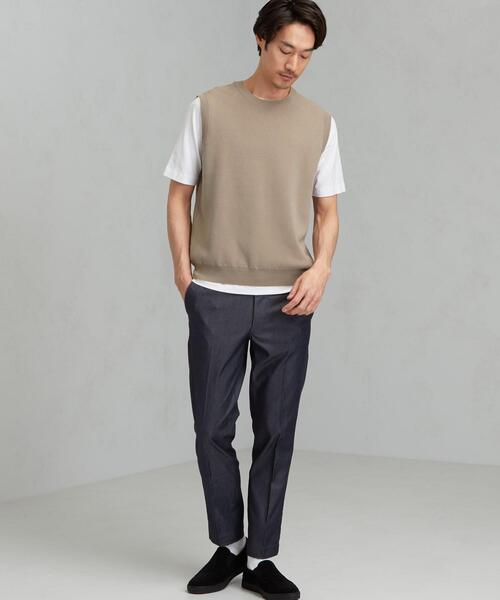 green label relaxing(グリーンレーベルリラクシング)の「CM ミラノリブ クルーネック ベスト(ベスト・メンズ・ベージュ/ネイビー・M/S/L)」の3枚目の写真