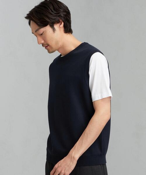 green label relaxing(グリーンレーベルリラクシング)の「CM ミラノリブ クルーネック ベスト(ベスト・メンズ・ベージュ/ネイビー・M/S/L)」の5枚目の写真
