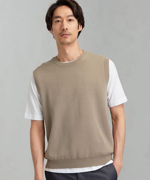 green label relaxing(グリーンレーベルリラクシング)の「CM ミラノリブ クルーネック ベスト(ベスト・メンズ・ベージュ/ネイビー・M/S/L)」の6枚目の写真