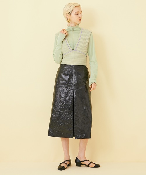 STUDIOUS（ステュディオス）の「【STUDIOUS】ラインリブニットビスチェ（ベスト・レディース・ベージュ/ブラック・FREE）」の16枚目の写真