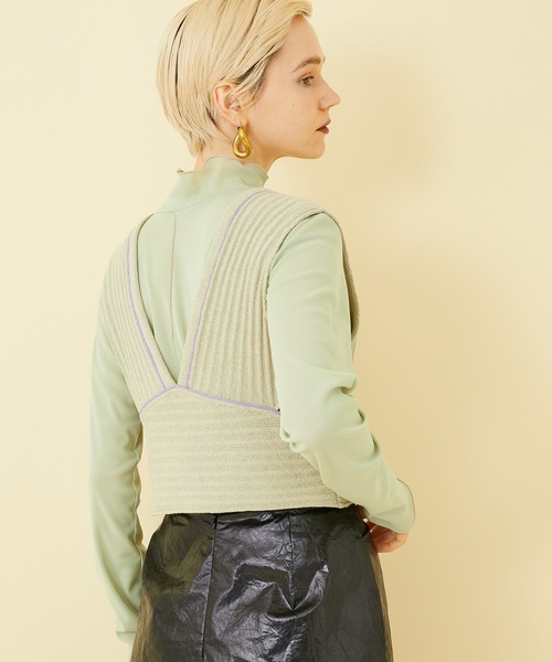 STUDIOUS（ステュディオス）の「【STUDIOUS】ラインリブニットビスチェ（ベスト・レディース・ベージュ/ブラック・FREE）」の9枚目の写真