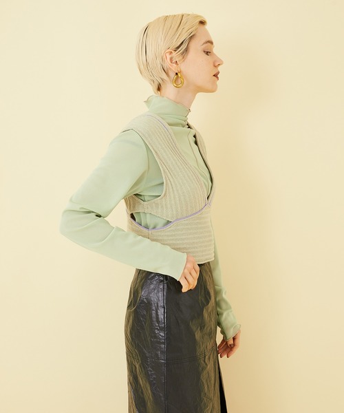 STUDIOUS（ステュディオス）の「【STUDIOUS】ラインリブニットビスチェ（ベスト・レディース・ベージュ/ブラック・FREE）」の10枚目の写真