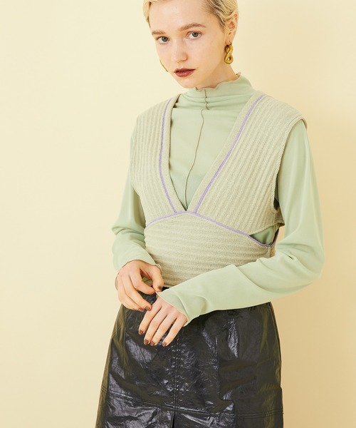 STUDIOUS（ステュディオス）の「【STUDIOUS】ラインリブニットビスチェ（ベスト・レディース・ベージュ/ブラック・FREE）」の11枚目の写真