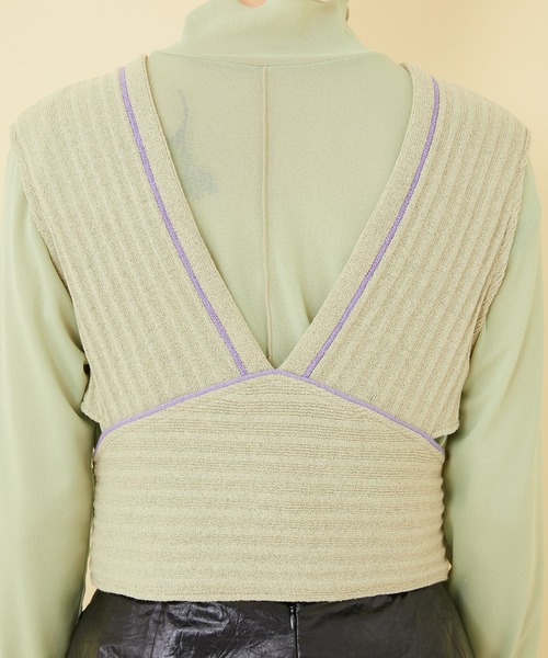 STUDIOUS（ステュディオス）の「【STUDIOUS】ラインリブニットビスチェ（ベスト・レディース・ベージュ/ブラック・FREE）」の14枚目の写真