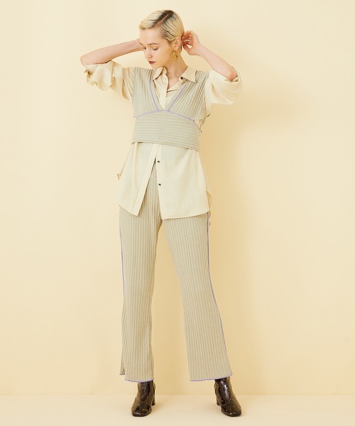 STUDIOUS（ステュディオス）の「【STUDIOUS】ラインリブニットビスチェ（ベスト・レディース・ベージュ/ブラック・FREE）」の20枚目の写真