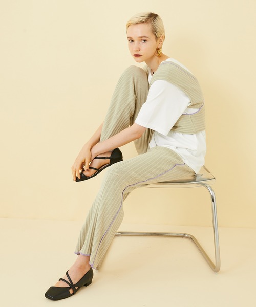 STUDIOUS（ステュディオス）の「【STUDIOUS】ラインリブニットビスチェ（ベスト・レディース・ベージュ/ブラック・FREE）」の21枚目の写真