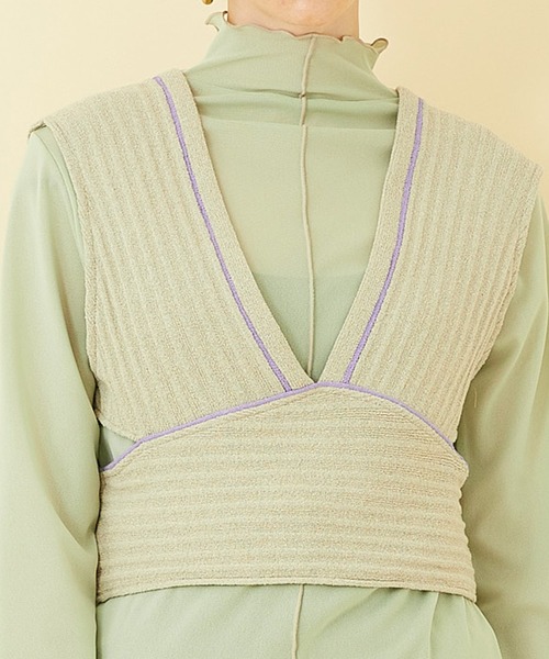 STUDIOUS（ステュディオス）の「【STUDIOUS】ラインリブニットビスチェ（ベスト・レディース・ベージュ/ブラック・FREE）」の12枚目の写真