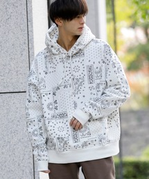 PLACE PLAN | ボリューム裏起毛 ペイズリー柄 ビッグシルエット プルオーバー パーカー(パーカー)