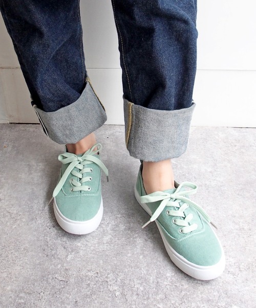 byあしながおじさん（バイアシナガオジサン）の「やわらかウォッシュドスニーカー/byあしながおじさん（スニーカー・レディース・ベージュ/ブラック/ライトグレー/ライトグリーン・L/LL/S/M）」の2枚目の写真