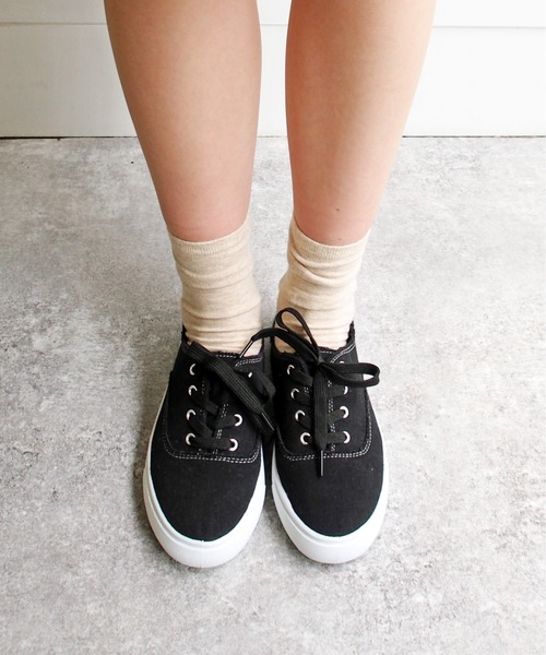 byあしながおじさん（バイアシナガオジサン）の「やわらかウォッシュドスニーカー/byあしながおじさん（スニーカー・レディース・ベージュ/ブラック/ライトグレー/ライトグリーン・L/LL/S/M）」の3枚目の写真